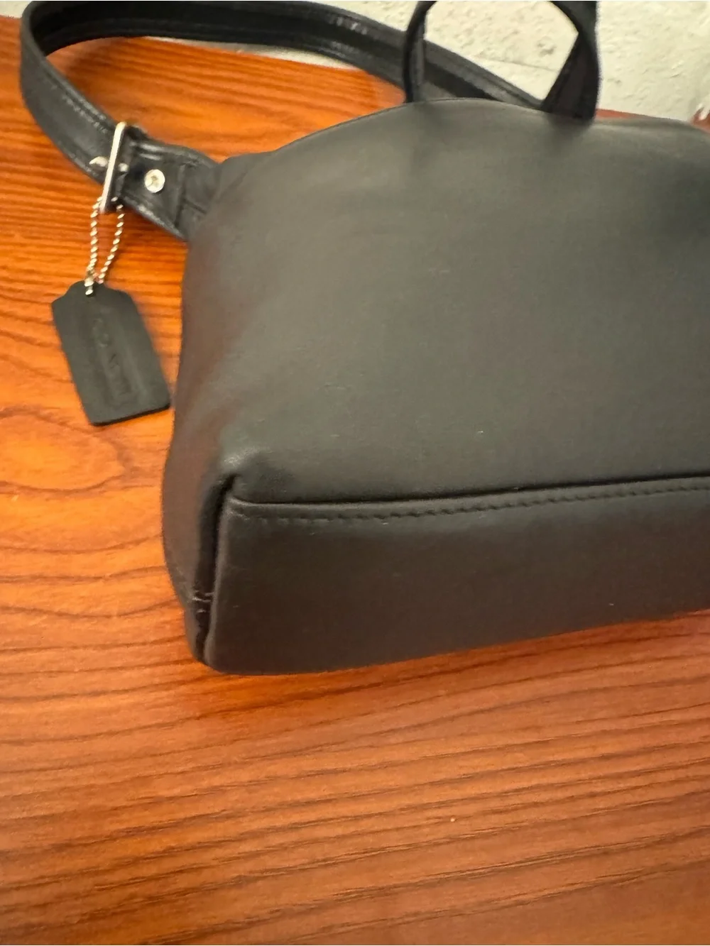 Vintage Coach Black Leather Shoulder Bag